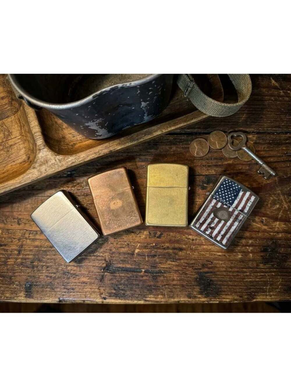 4 zippo’s lighters bundle, used
